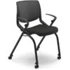 HON Motivate Ilira Stretch/Fabric Nesting Stacking Chair, Fixed Arms, Onyx Shell, Black