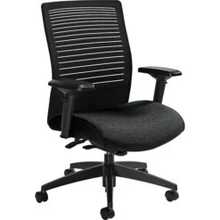 GIS Global Loover™ Mid-Back Weight Sensing Tilter Task Chair, Mesh/Fabric, Black/Coal