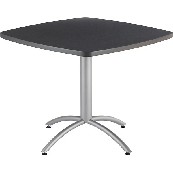 Iceberg CafeWorks 36" Square Cafe Table, Graphite/Silver, 30"H X 36"W X 36"D