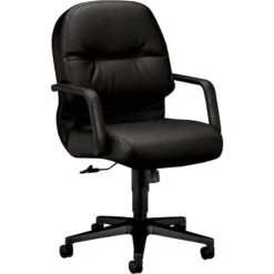 HON® 2090 Series Leather Executive Mid-Back Chair, Black