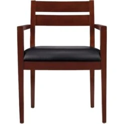 Global Offices To Go® Wood Guest Chair, Luxhide, Black/Cordovan Finish, Seat: 22"Wx18.5"D, Back: 19"Wx14"H