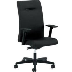 HON Ignition Executive High-Back Chair With Synchro-Tilt And Back Angle, Adjustable Arms, Fabric, Black