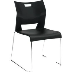 Global® Duet™ Stacking Chairs Without Arms, Black, 4/Ct (TD6621CHBLK)