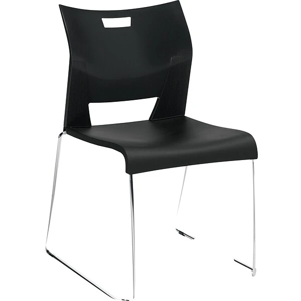 Global® Duet™ Stacking Chairs Without Arms, Black, 4/Ct (TD6621CHBLK)