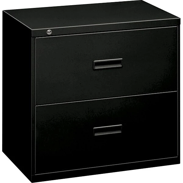HON Lateral File, 2 Drawers, Molded Pull, 30"W, Black Finish (BSX432LP) - Image 2
