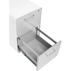 Poppin White + Light Gray Stow File Cabinet With Casters, 2-Drawer, Letter/Legal Size