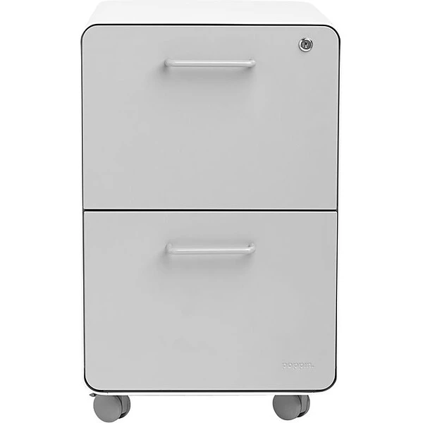 Poppin White + Light Gray Stow File Cabinet With Casters, 2-Drawer, Letter/Legal Size - Image 4
