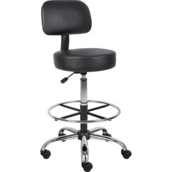 Boss® CareSoft Medical/Drafting Stool With Back Cushion; Black