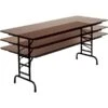 Correll® 30"D X 60"L Adjustable Height Heavy Duty Folding Table; Walnut Melamine Laminate Top