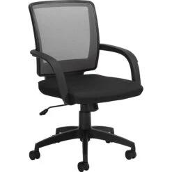 Global Offices To Go® Managers Chair, Mesh, Gray/Black, Seat: 18 1/2"Wx17 1/2"D, Back: 18 1/2"Hx17 1/2"W