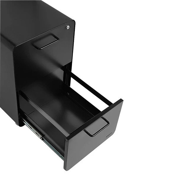 Poppin Two Drawer Stow All Black File Cabinet - Image 2