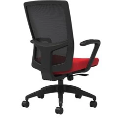 Union & Scale Workplace2.0™ Fabric Task Chair, Ruby Red, Integrated Lumbar, Fixed Arms, Synchro Seat Slide
