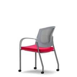 Union & Scale Workplace2.0™ Fabric And Mesh Guest Chair, Cherry, Integrated Lumbar, Fixed Arms