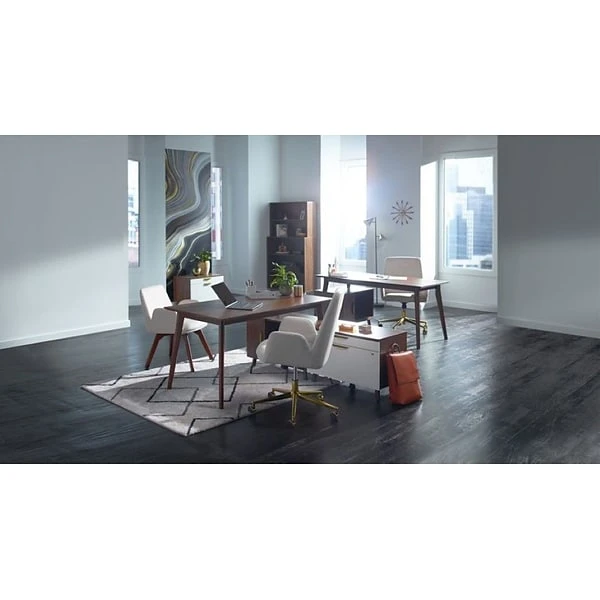 Union & Scale⢠MidMod Fabric Guest Chair, Cream (UN56983-CC)