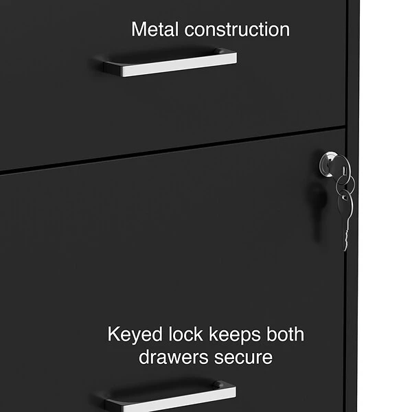 Quill BrandĀ® 3-Drawer Vertical File Cabinet, Locking, Letter, Black, 19"D (52156) - Image 4