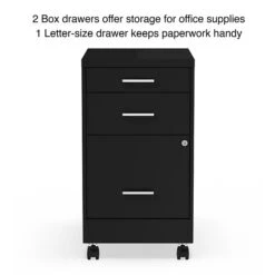Quill BrandĀ® 3-Drawer Vertical File Cabinet, Locking, Letter, Black, 19"D (52156)