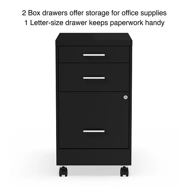 Quill BrandĀ® 3-Drawer Vertical File Cabinet, Locking, Letter, Black, 19"D (52156)