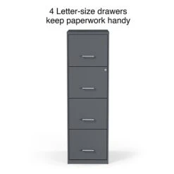 Quill Brand® 4-Drawer Vertical File Cabinet, Charcoal, Letter, 18" D (52148)