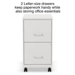 Quill BrandĀ® 2-Drawer Vertical Mobile File Cabinet, Locking, Letter Size, White, 18''D (19634)