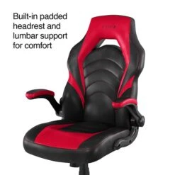 Quill Brand® Luxura Faux Leather Racing Gaming Chair, Black And Red (51465-CC)