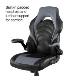 Quill Brand® Luxura Faux Leather Racing Gaming Chair, Black And Gray (52503)