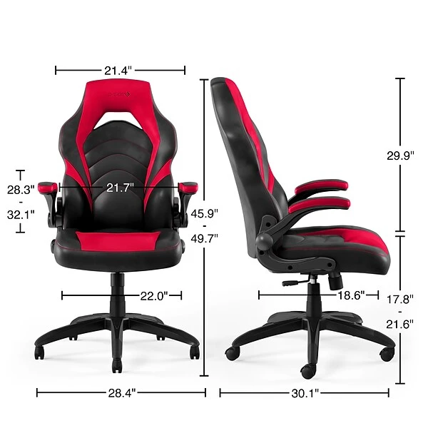 Quill BrandĀ® Luxura Faux Leather Racing Gaming Chair, Black And Red (51465-CC) - Image 7