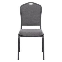 NPS 9300 Series Deluxe Fabric Upholstered Stack Chair, Natural Graystone/Black Sandtex, 4 Pack (9362-BT/4)