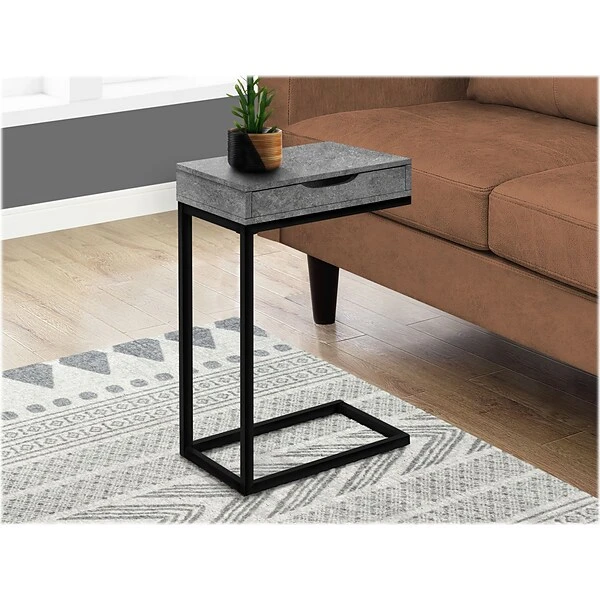 Monarch Specialties Inc. 16" X 10.25" Accent Table, Gray Stone/Black (I 3603)