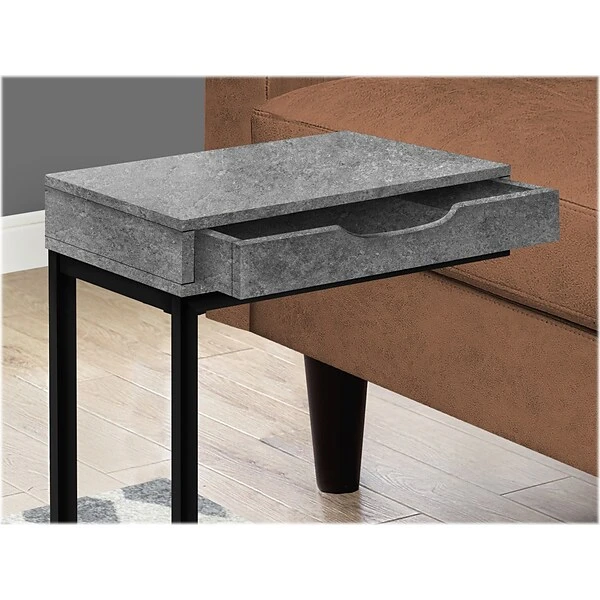 Monarch Specialties Inc. 16" X 10.25" Accent Table, Gray Stone/Black (I 3603) - Image 2
