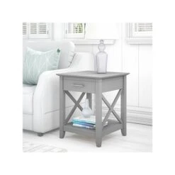 Bush Furniture Key West 20" X 20" End Table, Cape Cod Gray (KWT120CG-03)