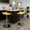 Flash Furniture 15" X 15" Vinyl Adjustable Height Bar Stool W/Chrome Base, Yellow