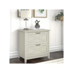Bush Furniture Key West 2-Drawer Lateral File Cabinet, Letter/Legal, Linen White Oak, 30" (KWF130LW-03)