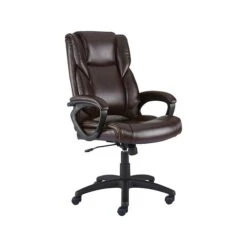 Quill Brand® Kelburne Luxura Faux Leather Computer And Desk Chair, Brown (50870)