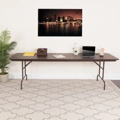 Flash Furniture 30''x96'' Rectangular Melamine Laminate Folding Banquet Table, Mahogany YT3096MELWAL