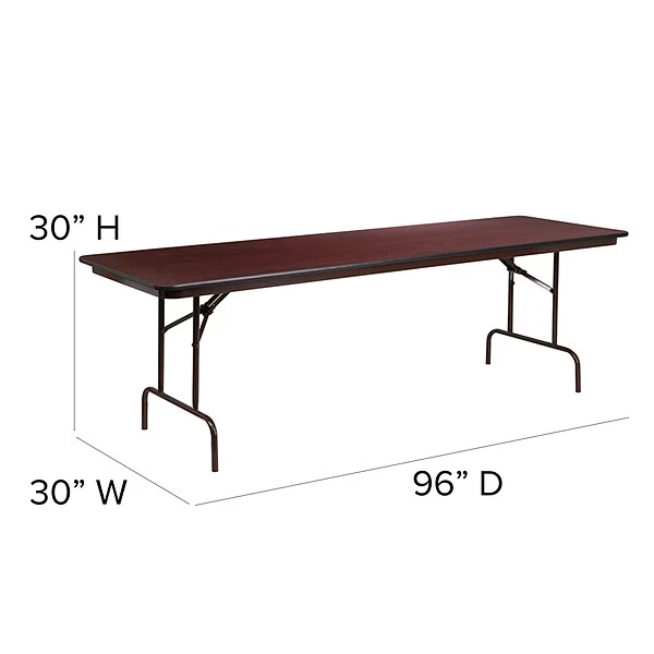 Flash Furniture 30''x96'' Rectangular Melamine Laminate Folding Banquet Table, Mahogany YT3096MELWAL - Image 4