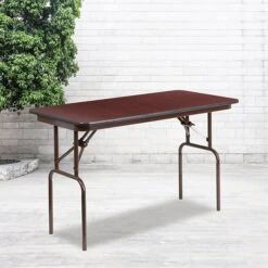 Flash Furniture 24''x48'' Rectangular Melamine Laminate Folding Banquet Table, Mahogany YT2448MELWAL