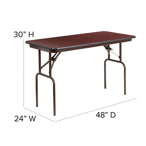 Flash Furniture 24''x48'' Rectangular Melamine Laminate Folding Banquet Table, Mahogany YT2448MELWAL - Image 5