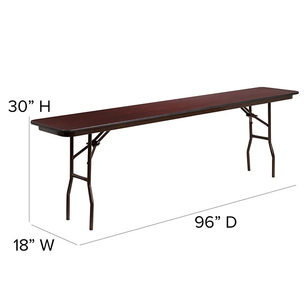 Flash Furniture 18''x96'' Rectangular Mahogany Melamine Laminate Folding Training Table YT1896MELWAL - Image 4