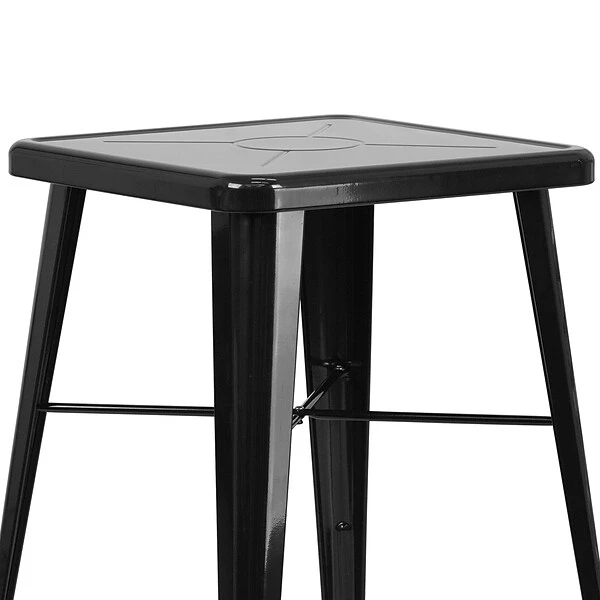 Flash Furniture Metal Indoor/Outdoor Bar Table Set With 2 Barstools; Black (CH31330B230GBBK) - Image 4