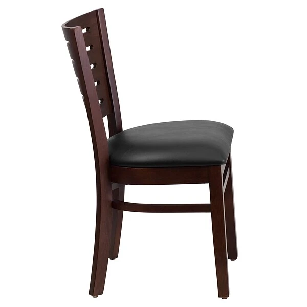 Flash Furniture Darby Series Slat-Back Wood Restaurant Chair, Walnut Finish W/Black Vinyl Seat - Image 7