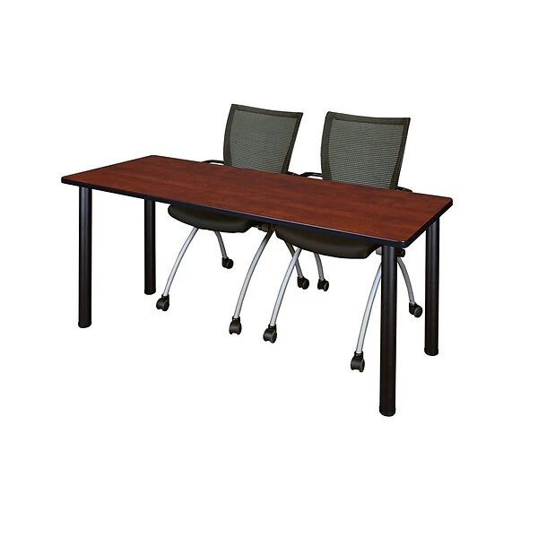 Regency Kee Training Table, 24"D X 72"W, Cherry/Black (MT7224CHBPBK) - Image 2