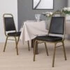 Flash Furniture HERCULES Trapezoidal Back Banquet Chairs W/Black Vinyl & Gold Frame, 4/Pack