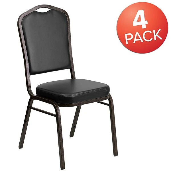 Flash Furniture HERCULES Banquet Chairs W/Black Vinyl & Gold Vein Frame, 4/Pack - Image 2