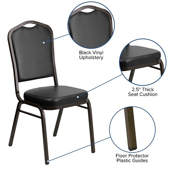 Flash Furniture HERCULES Banquet Chairs W/Black Vinyl & Gold Vein Frame, 4/Pack - Image 5
