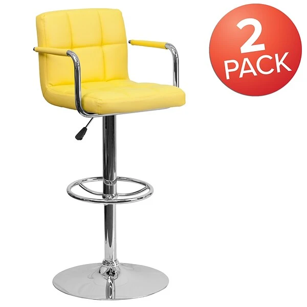 Flash Furniture 20" X 18" Vinyl Adjustable Height Bar Stool, Yellow - Image 2