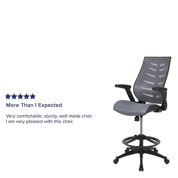 Flash Furniture Nylon Drafting Chair With Lumbar Support, Dark Gray (BLZP809DDKGY) - Image 3