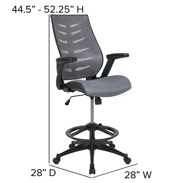 Flash Furniture Nylon Drafting Chair With Lumbar Support, Dark Gray (BLZP809DDKGY) - Image 5