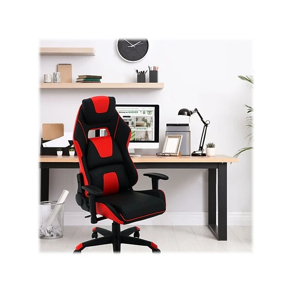 Hanover Commando Fabric Ergonomic Racing Gaming Chair, Black/Red (HGC0108) - Image 3