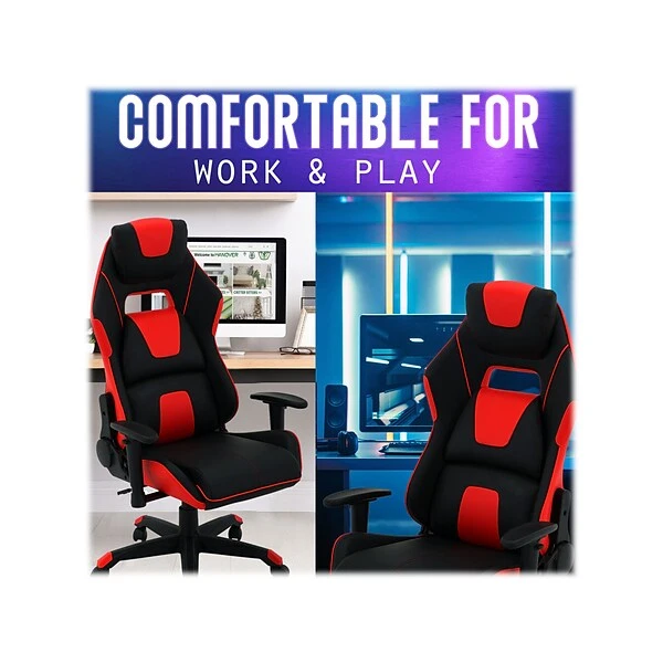 Hanover Commando Fabric Ergonomic Racing Gaming Chair, Black/Red (HGC0108) - Image 5