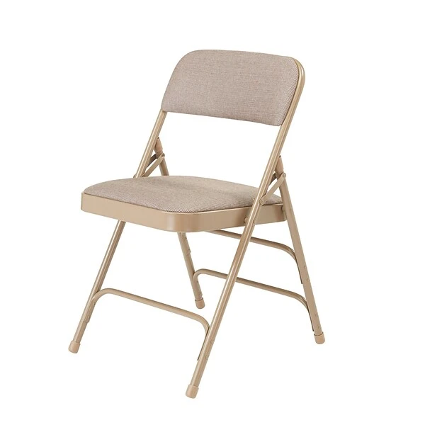 NPS 2300 Series Fabric Padded Triple Brace Double Hinge Premium Folding Chairs, Cafe Beige/Beige, 4 Pack (2301/4) - Image 8